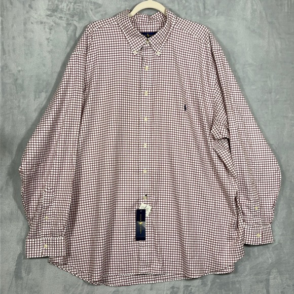 Ralph Lauren Other - Ralph Lauren Mens Shirt 3XB Red Check Big & Tall Cotton Long Sleeve Pony Logo